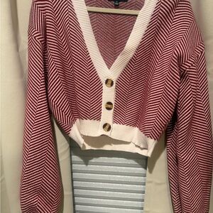 Lulu's Red and White Knit Sweater